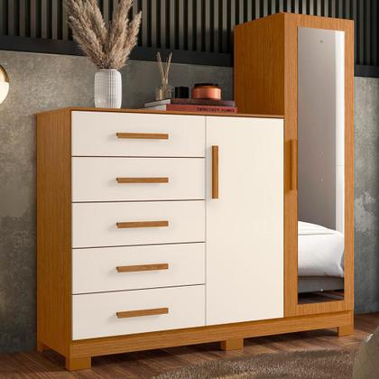 Imagem de Cômoda New Master com Espelho, 2 Portas e 5 Gavetas - Móveis Albatroz