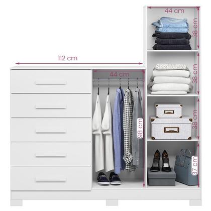 Imagem de Comoda New Master Quarto Com 5 Gavetas 2 Portas e Espelho