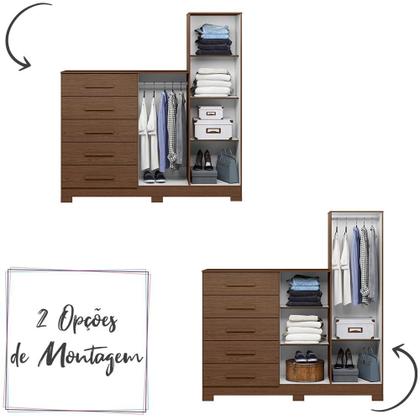 Imagem de Comoda New Master Quarto Com 5 Gavetas 2 Portas e Espelho