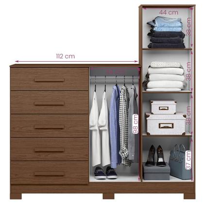 Imagem de Comoda New Master Quarto Com 5 Gavetas 2 Portas e Espelho