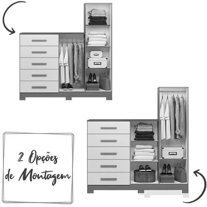 Imagem de Comoda New Master Quarto Com 5 Gavetas 2 Portas e Espelho