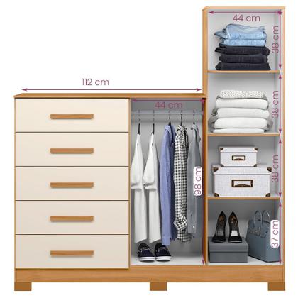 Imagem de Comoda New Master Quarto Com 5 Gavetas 2 Portas e Espelho