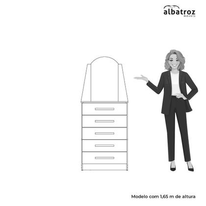 Imagem de Cômoda New Veneza para Quarto de Solteiro 5 Gavetas com Espelho Móveis Albatroz