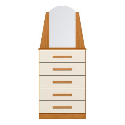 Imagem de Cômoda New Veneza para Quarto de Solteiro 5 Gavetas com Espelho Móveis Albatroz