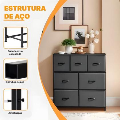 Imagem de Cômoda organizadora Decoteam com 7 Gavetas Multiuso