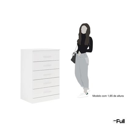 Imagem de Cômoda Organizadora Grande 5 Gavetas Quarto Casal Branco