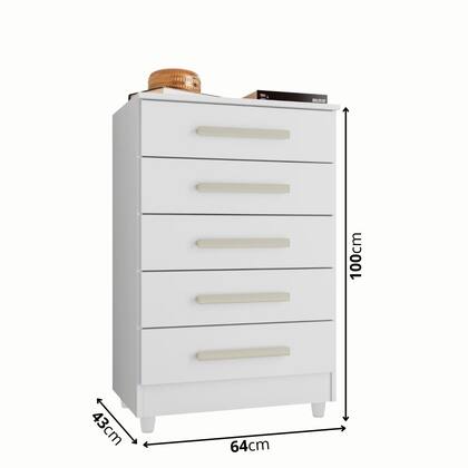 Imagem de Cômoda Organizadora Multiuso Paola Para Quarto 5 Gavetas