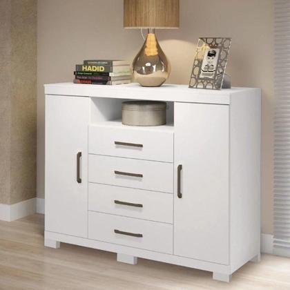 Imagem de Cômoda P/ Quarto 2 Portas 4 Gavetas Master Branco