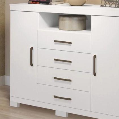 Imagem de Cômoda P/ Quarto 2 Portas 4 Gavetas Master Branco