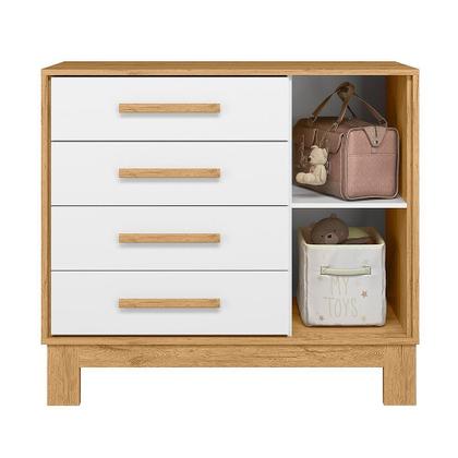 Imagem de Cômoda P/ Roupas Quarto Infantil Bebê 4 Gavetas 1 Porta Q Encanto Slim 4355