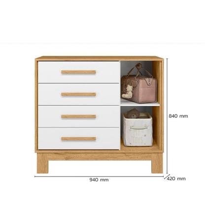 Imagem de Cômoda P/ Roupas Quarto Infantil Bebê 4 Gavetas 1 Porta Q Encanto Slim 4355