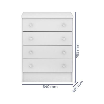 Imagem de Cômoda P/ Roupas Quarto Infantil Bebê 4 Gavetas 777 Doce Sonho Branco - Qmovi