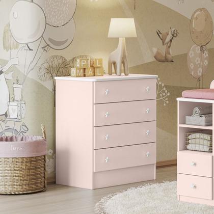 Imagem de Cômoda P/ Roupas Quarto Infantil Bebê 4 Gavetas 777 Doce Sonho