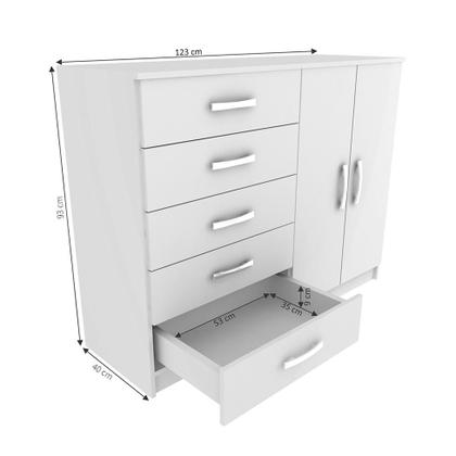 Imagem de Cômoda Panamá 2 PT 5 GV Branca e Preta