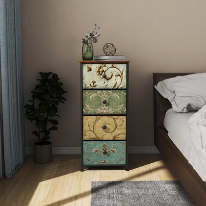 Imagem de Cômoda para casa ou pequena para quarto com flores retrô com 4 gavetas