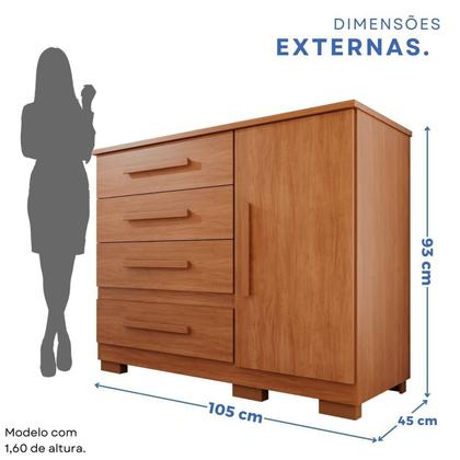 Imagem de Cômoda para Quarto 1 Portas 4 Gavetas Pérola Expresso Móveis
