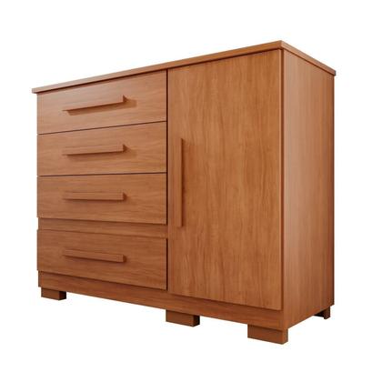 Imagem de Cômoda para Quarto 1 Portas 4 Gavetas Pérola Expresso Móveis Marrom/Cinamomo
