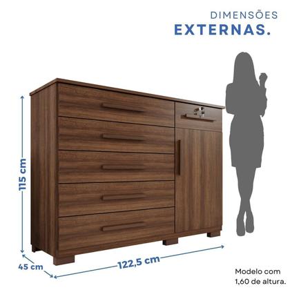 Imagem de Cômoda para Quarto 1 Portas 6 Gavetas Jade Expresso Móveis