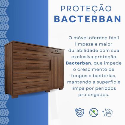 Imagem de Cômoda para Quarto 1 Portas 6 Gavetas Jade Expresso Móveis