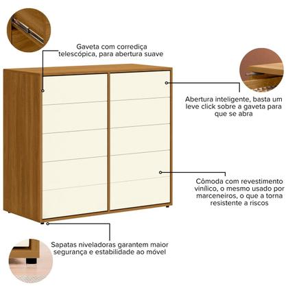 Imagem de Cômoda Para Quarto 10 Gavetas Melinda Freijó/Off White