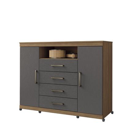 Imagem de Cômoda para Quarto 2 Portas 4 Gavetas 1 Nicho Master com Rodízios