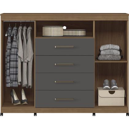 Imagem de Cômoda para Quarto 2 Portas 4 Gavetas 1 Nicho Master com Rodízios