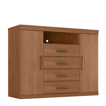 Imagem de Cômoda para Quarto 2 Portas 4 Gavetas 1 Nicho Master Marrom/Jatoba