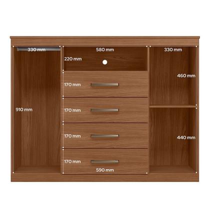 Imagem de Cômoda para Quarto 2 Portas 4 Gavetas 1 Nicho Master