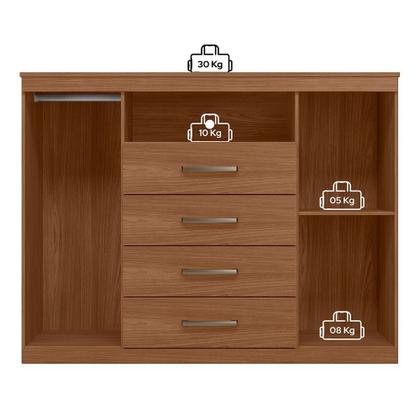 Imagem de Cômoda para Quarto 2 Portas 4 Gavetas 1 Nicho Master