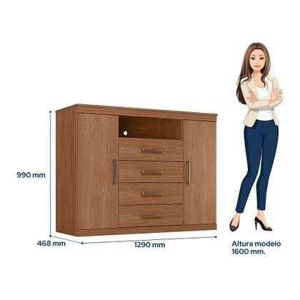 Imagem de Cômoda para Quarto 2 Portas 4 Gavetas 1 Nicho Master