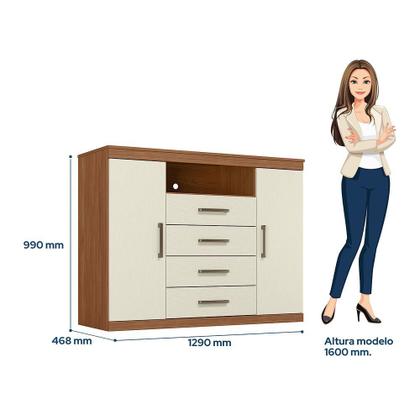 Imagem de Cômoda para Quarto 2 Portas 4 Gavetas 1 Nicho Master