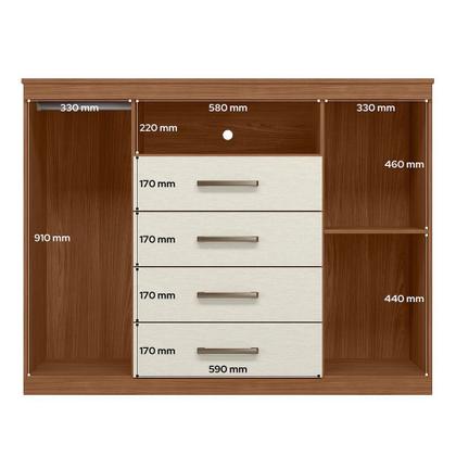Imagem de Cômoda para Quarto 2 Portas 4 Gavetas 1 Nicho Master