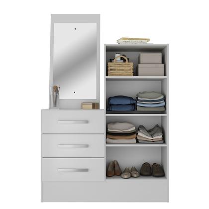Imagem de Cômoda para Quarto 3 Gavetas 2 Portas com Espelho Dunas Branco Yescasa