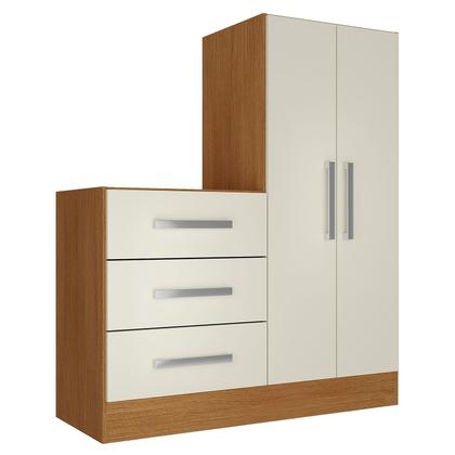 Imagem de Cômoda para Quarto 3 Gavetas 2 Portas Dunas Nature e Off White Yescasa