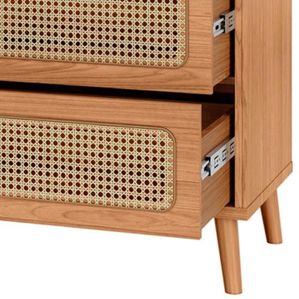 Imagem de Cômoda Para Quarto 3 Gavetas Com Palha 105cm Pés Retrô Arnoni D03 Freijó - Lyam Decor