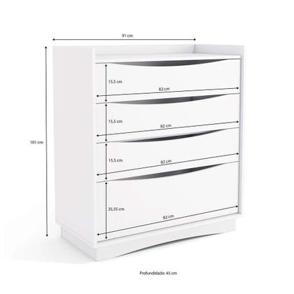 Imagem de Comoda para Quarto 3 Gavetas e 1 Gavetão Kappesberg