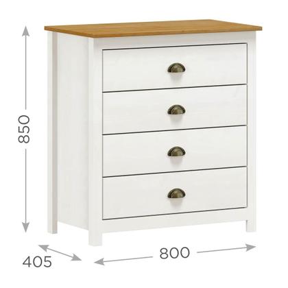Imagem de Cômoda para Quarto 4 Gavetas Estilo Americano 80cm Lázio F07 Branco/Carvalho - Mpozenato