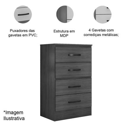 Imagem de Cômoda para Quarto 4 Gavetas Lisa MDP