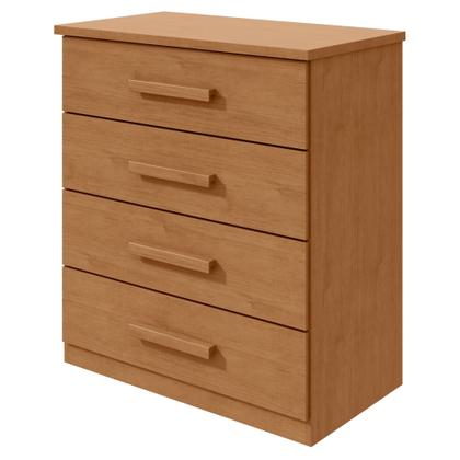 Imagem de Cômoda para Quarto 4 Gavetas Puxadores Cromados Moderno Baião 88cm Marrom Amêndoa Clean