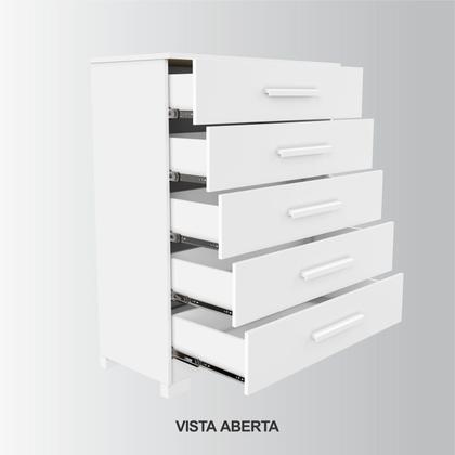 Imagem de Cômoda para Quarto 5 Gavetas 82cm Cristina Branco