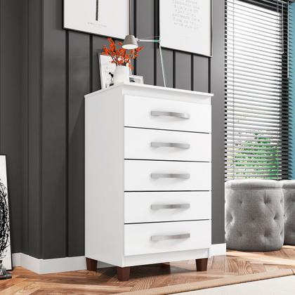 Imagem de Cômoda para Quarto 5 Gavetas com Pés Cannes 