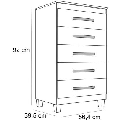 Imagem de Cômoda para Quarto 5 Gavetas com Pés Cannes 