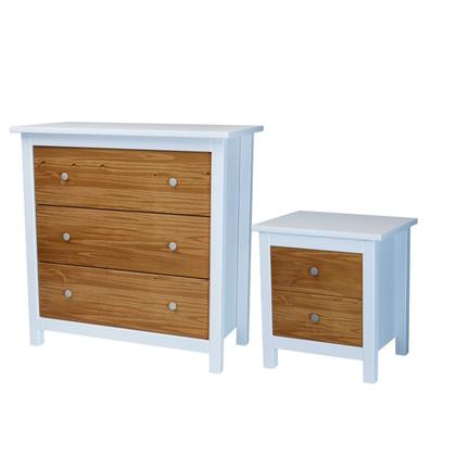 Imagem de Cômoda para Quarto 5 Gavetas Madeira Maciça Amélia Branco/Pinus Cera