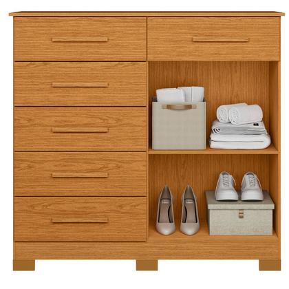 Imagem de Cômoda para Quarto 6 Gavetas e 2 Portas Xangai Marrom/Cinamomo