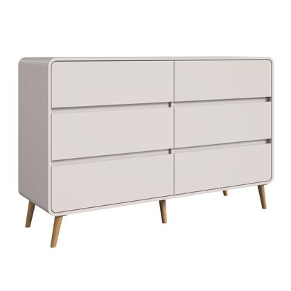 Imagem de Cômoda para Quarto 6 Gavetas em MDF e MDP Curve Bege/Dunas