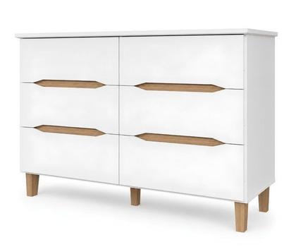 Imagem de Cômoda para Quarto 6 Gavetas MDF Logan Yescasa Branco/Olmo