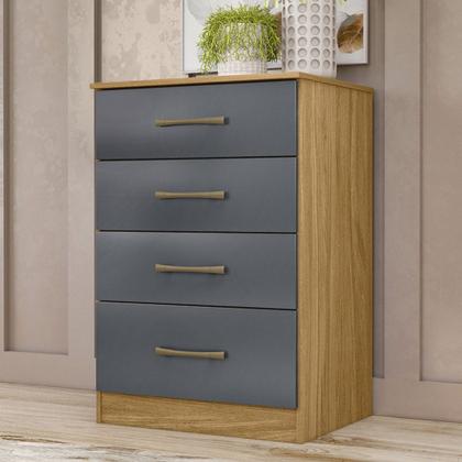 Imagem de Cômoda Para Quarto 61cm Com 4 Gavetas Miriad Freijó/Cinza Z17 - Mpozenato