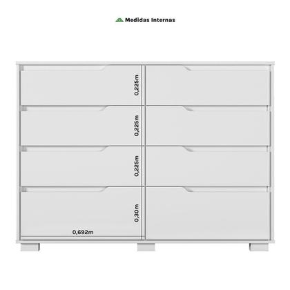 Imagem de Cômoda para Quarto 8 Gavetas 147cm Georgia Branco
