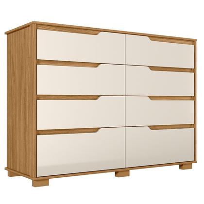 Imagem de Cômoda para Quarto 8 Gavetas 147cm Georgia Marrom/Freijó/Off White