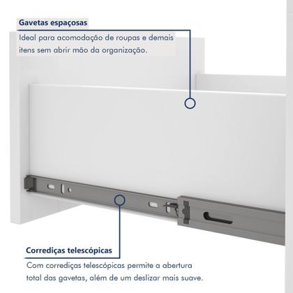 Imagem de Cômoda para Quarto 8 Gavetas 2 Portas com Chave Estilo Clássico Toronto 142cm Branco